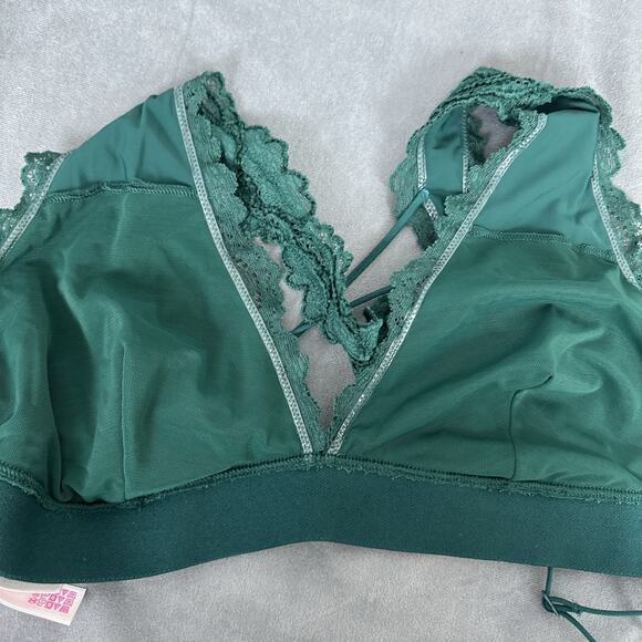 Victoria’s Secret PINK Bra Bralette XL Strappy Criss Cross Back Dark Green - Picture 7 of 9